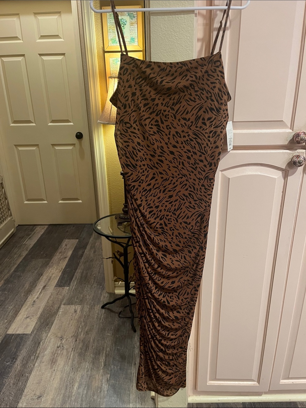 a new day Brown Maxi Slip Dress with Black Animal Print